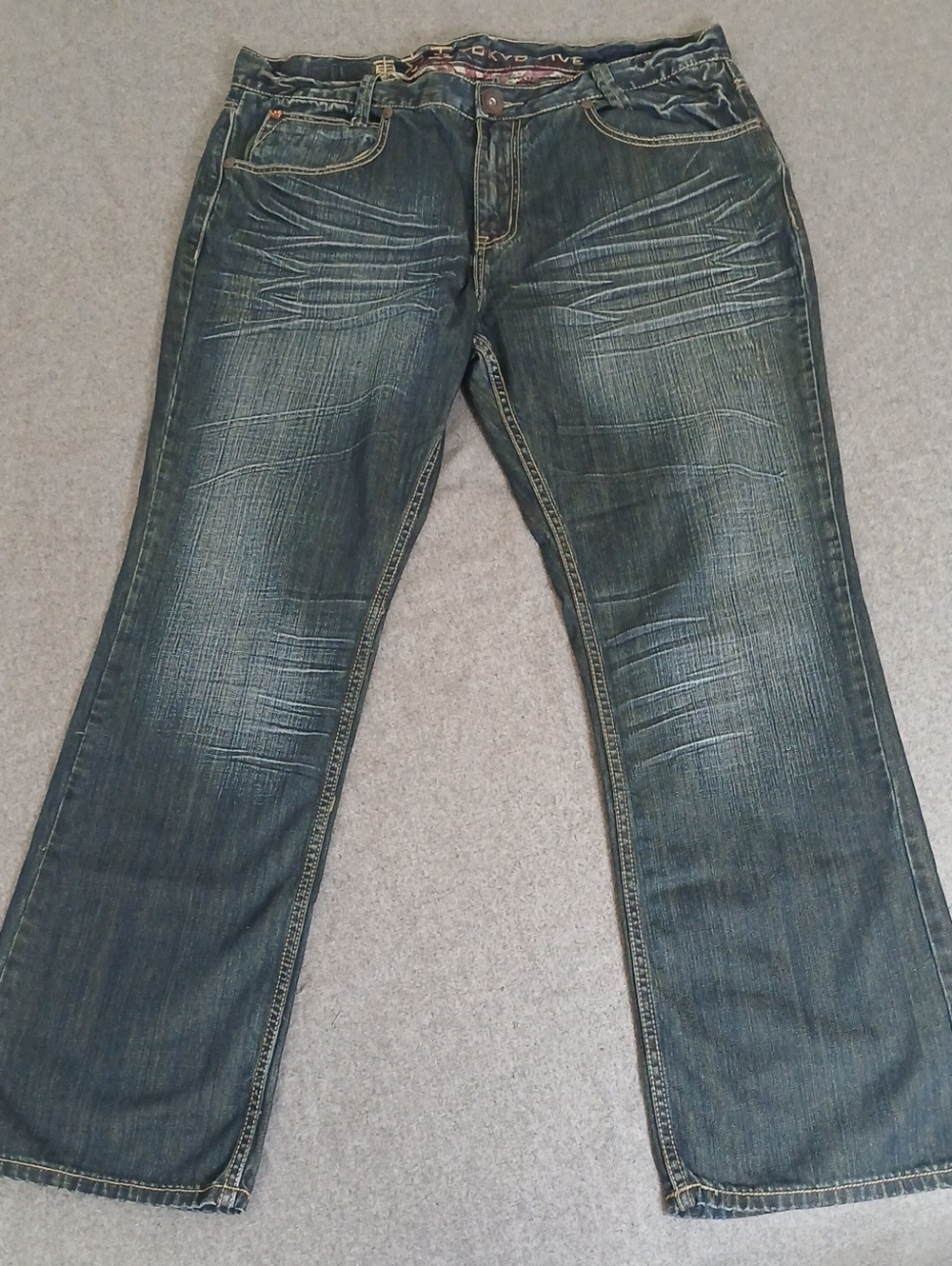 Tokyo Five Men's Straight Jeans in Dark Wash Blue 41x31